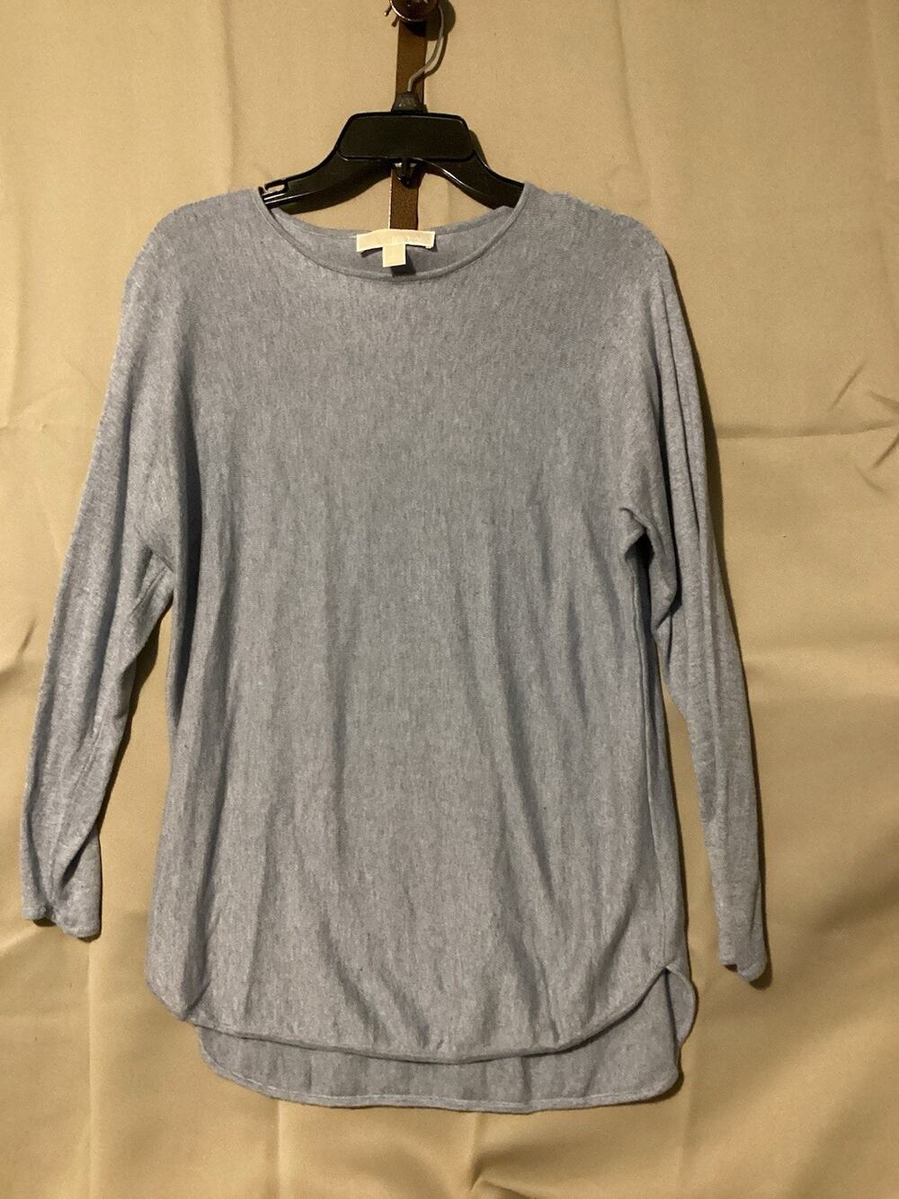 Michael Kors Long Sleeve Sweater SZ L Gray Round Neck Cozy Comfort Casual